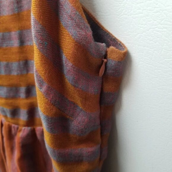 Loup Orange Purple Striped Summer Midi Dress Linen Viscose S - Picture 5 of 9